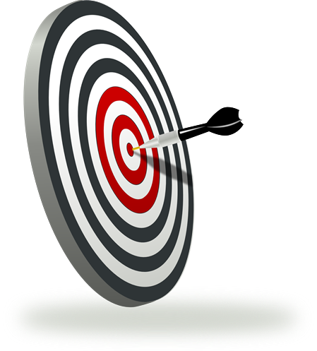 Grafik: Bull´s Eye, Dartscheibe mit Pfeil in der Mitte, Bildnachweis: OpenClipart-Vectors auf pixabay, https://pixabay.com/de/vectors/dart-spiel-bull-s-eye-ziel-155726/